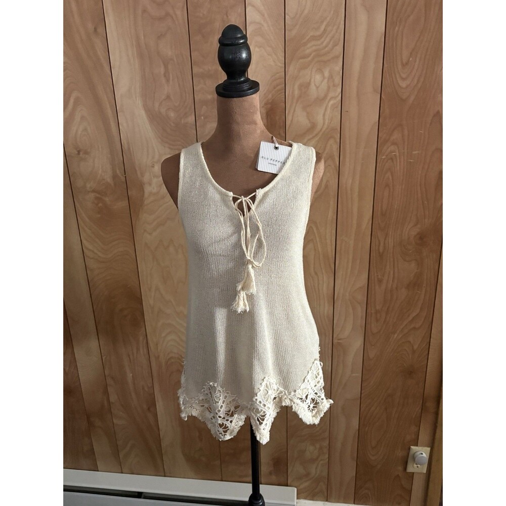 Blu Pepper Women’s Sleeveless Knit Top With Lace Trim Size Small‎ NWT S